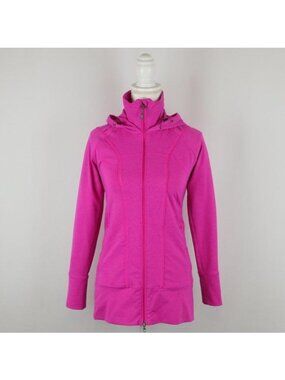 Athleta Rishi Women's XS Pink Full Zip Hooded Thigh Length Activewear Jacket